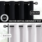 Yakamok 100% Blackout Curtains Black Room Darkening Thermal Insulated Window - Image 3