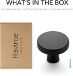 Ravinte Matte Black Cabinet Knobs Solid Pulls Single Hole 5 Pack