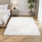 Goolela White Area Rug 5x7 Fluffy Fuzzy Furry Sheepskin Rug - Image 3