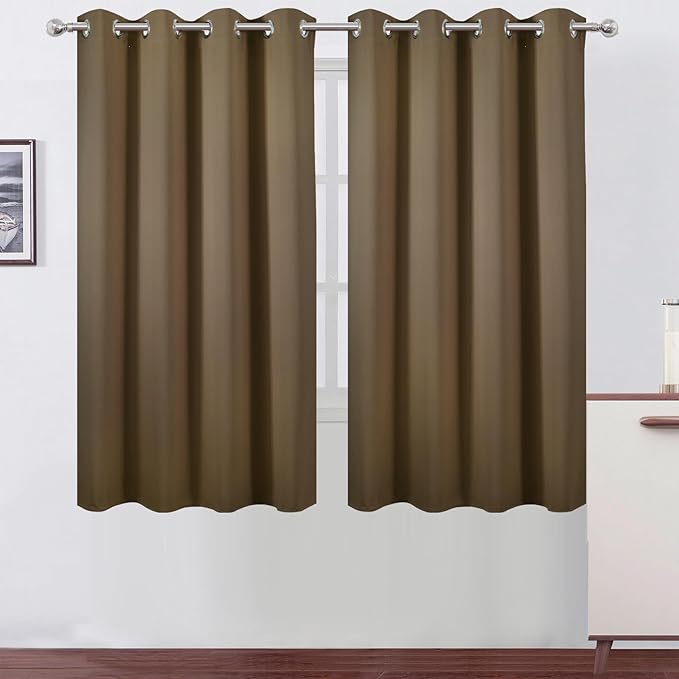 LEMOMO Brown Blackout Curtains 66 x 63 Inch Length/Set of 2 Curtain by Lemomo