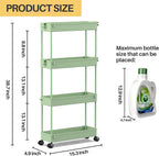 SPACEKEEPER Slim Rolling Storage Cart, 4 Tier Bathroom Cart Organizer,Green