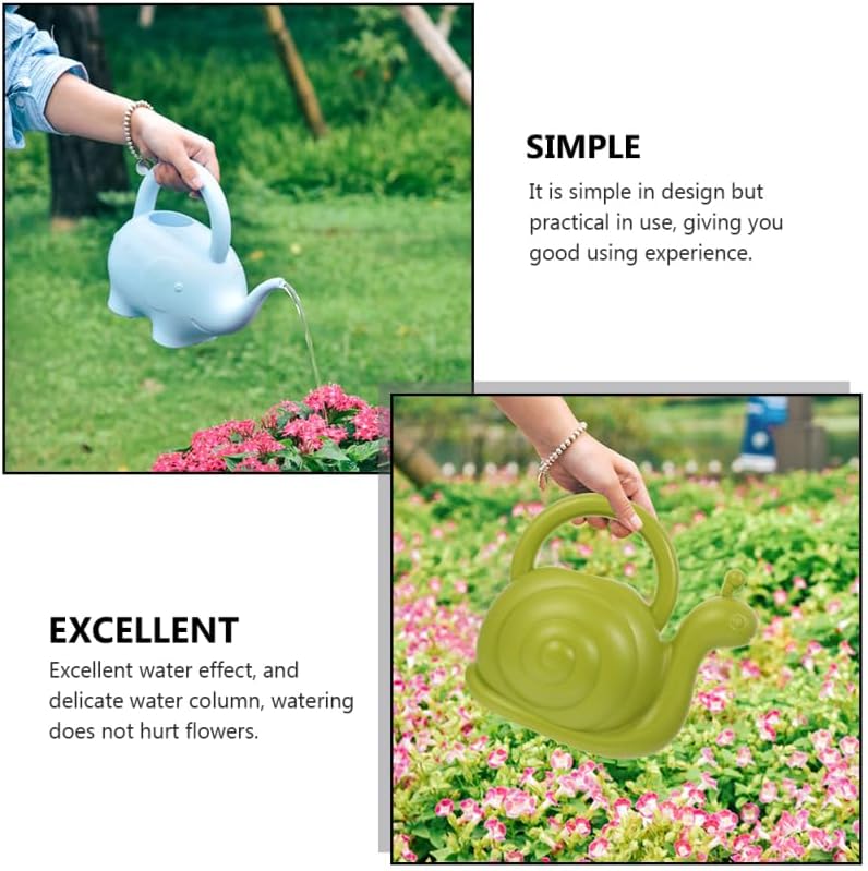TOYANDONA 2Pcs Animal Watering Can - Small Water Can Plant Watering Pot for Indoor Outdoor Garden Plants, Adorable Elephant Snail Design