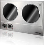 CUSIMAX 1800W Ceramic Electric Hot Plate for Cooking, Double Burner, Silver