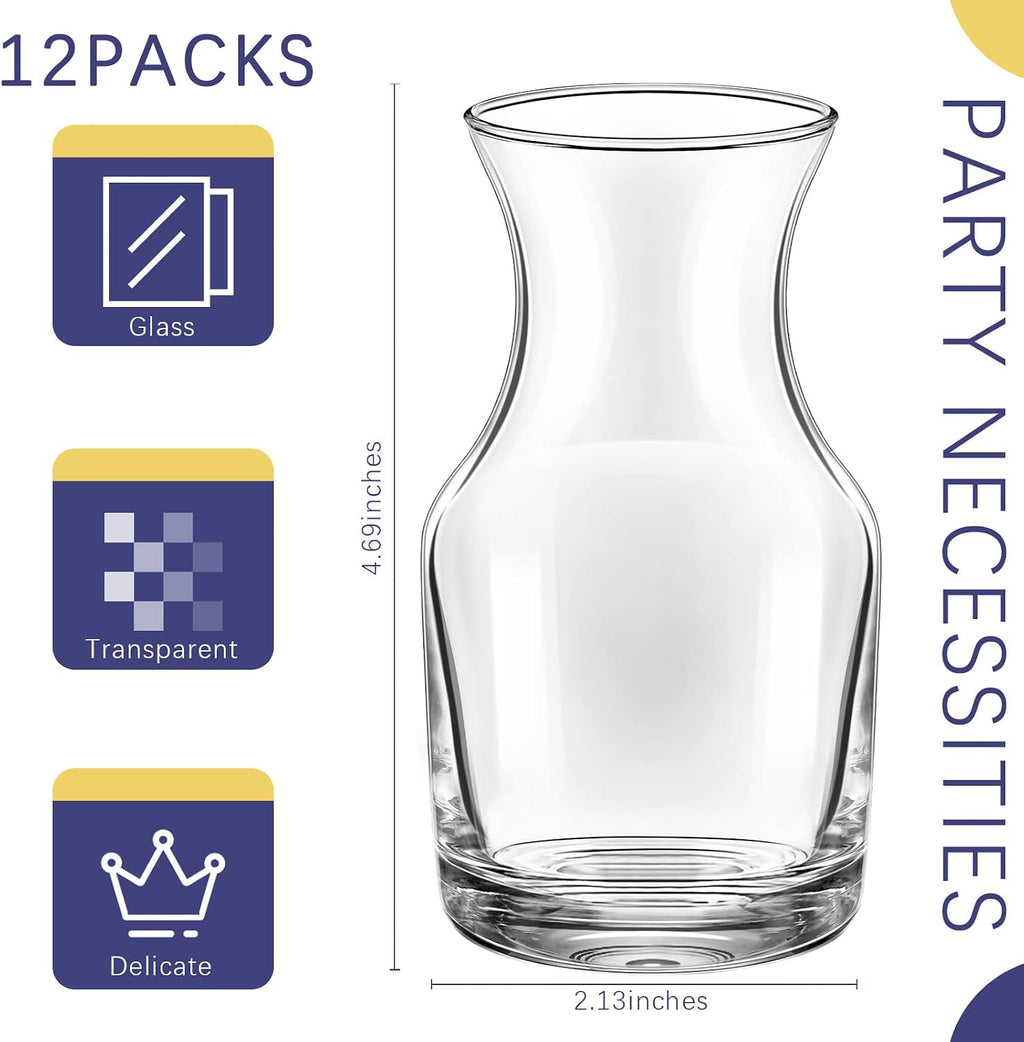 Remagr 12 Pack Wine Carafes Glass Small Single Serving Decanter,6.5 oz