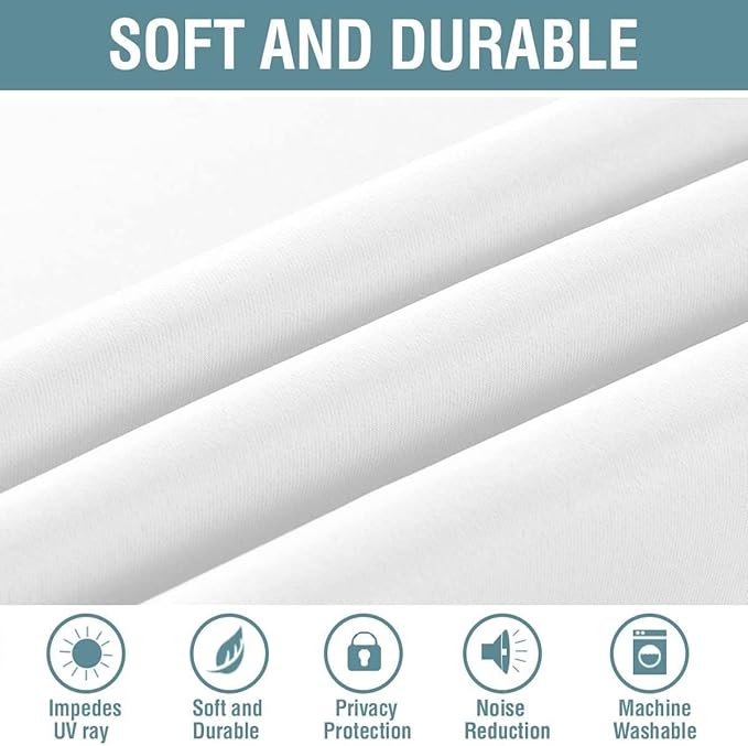 H.VERSAILTEX White Curtains for Living Room Pure White Curtain 96 inches Long - Image 8