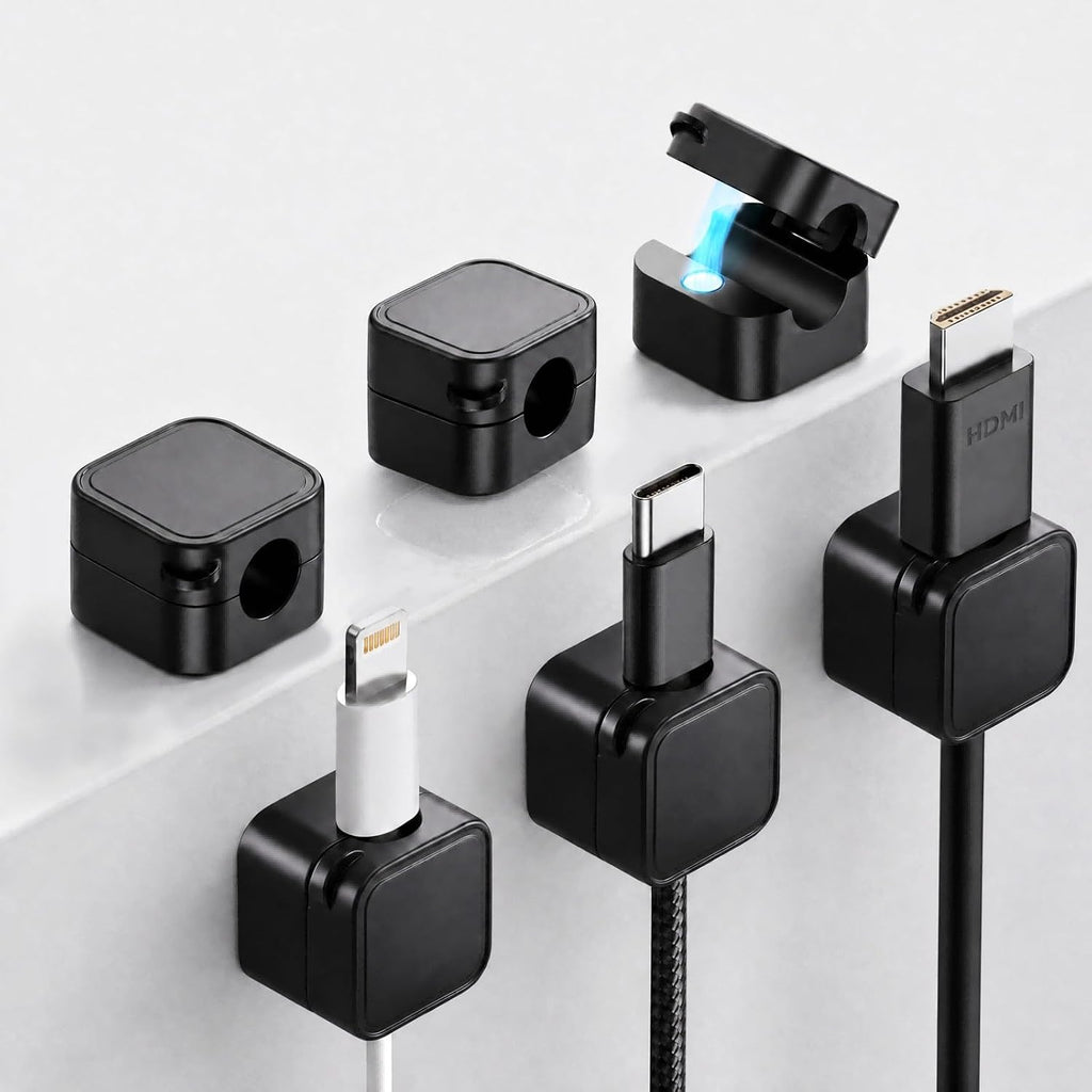 6 Pack Magnetic Cable Clips, Under Desk Cable Management for Office