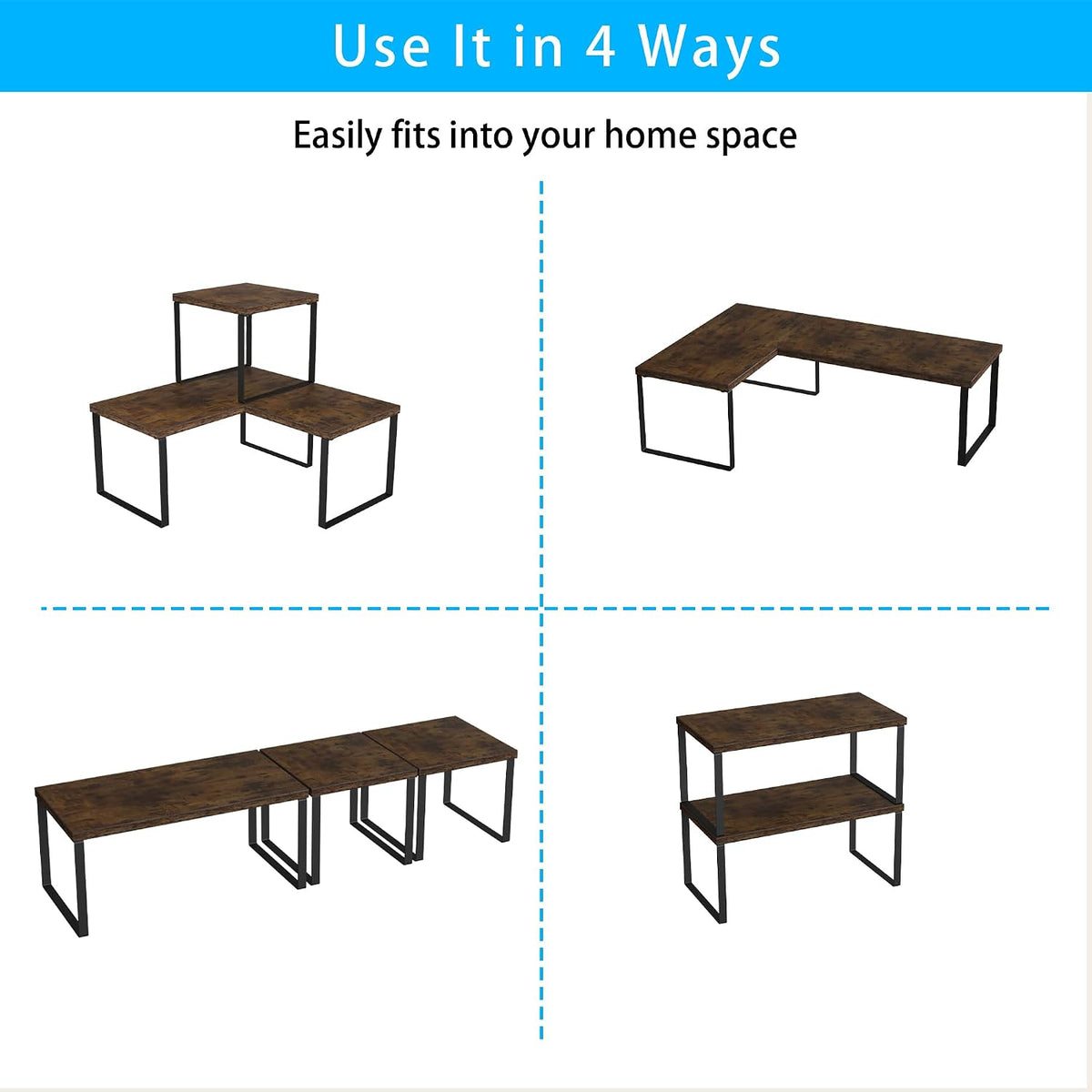Golener Countertop Shelf, Kitchen Counter Organizer, Adjustable, Stackable