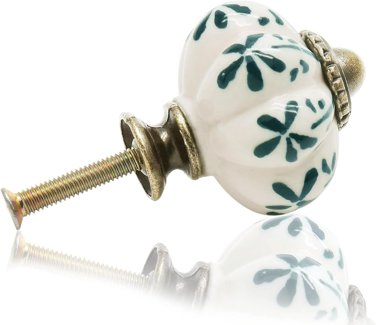 12pcs Ivory Pumpkin Knobs, Leaf Pattern Cabinet Knobs