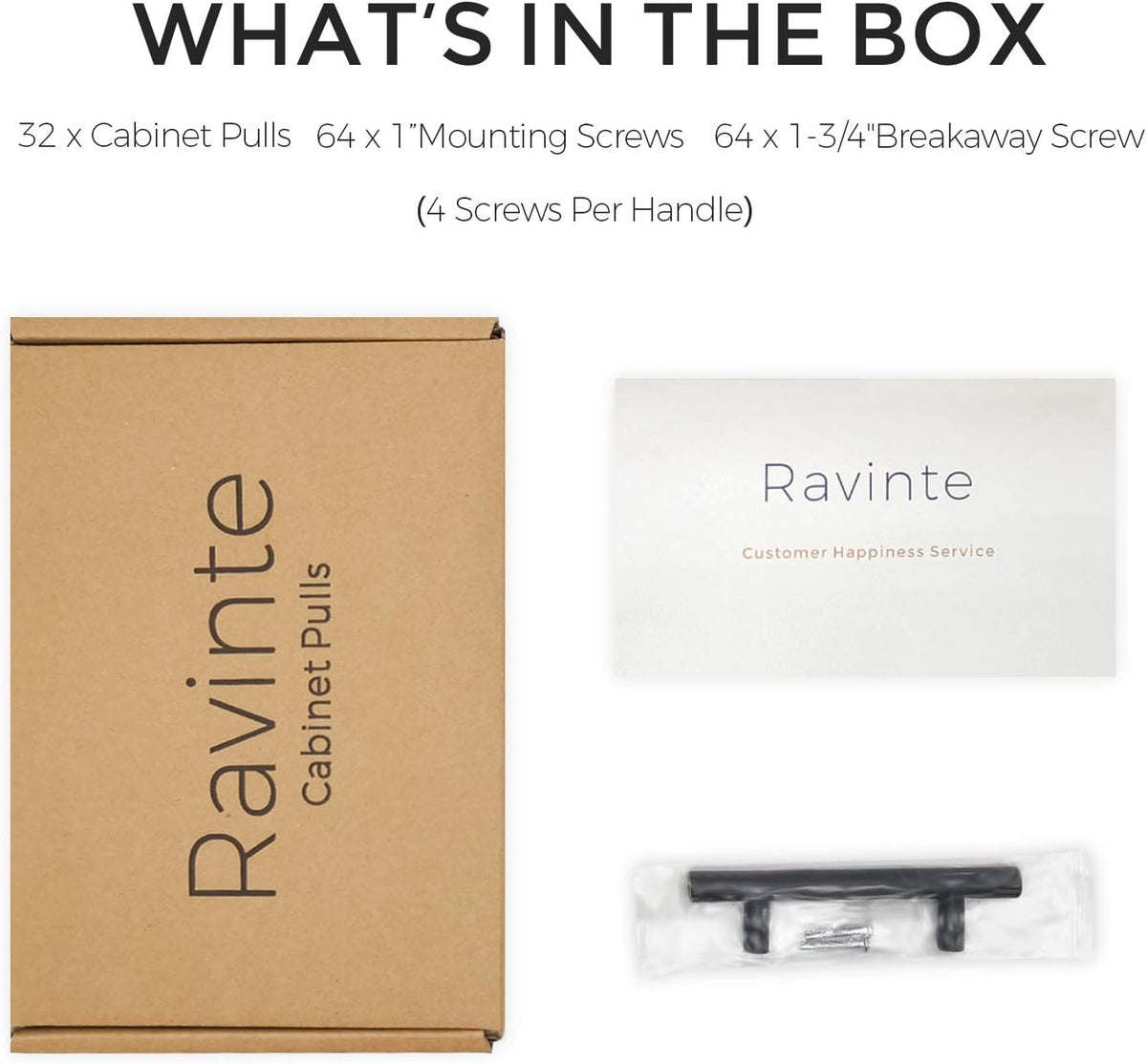 Ravinte Matte Black 7.38" Length Cabinet Handles 5" Hole Center 32 Pack