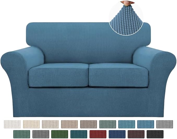 Turquoize 3 Piece Sofa Covers For 2 Cushion Couch Sofa Slipcover Soft Couch by Turquoize