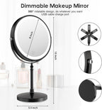 DEIOVWXS Makeup Mirror, Rechargeable Vanity Mirror with 3 Lights, 1X/10X