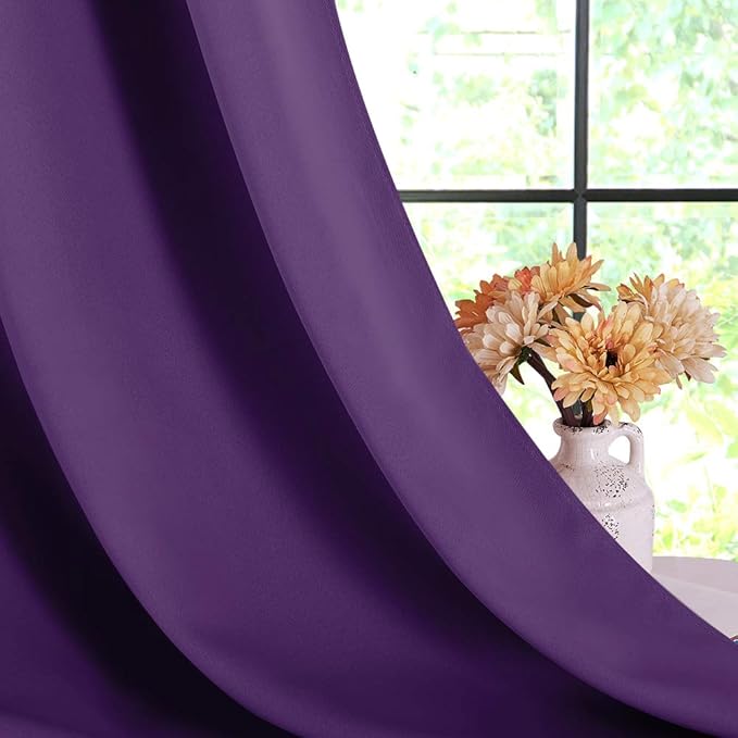 NICETOWN Royal Purple Blackout Curtain Panels 48 inch Long Set of 2 - Image 4