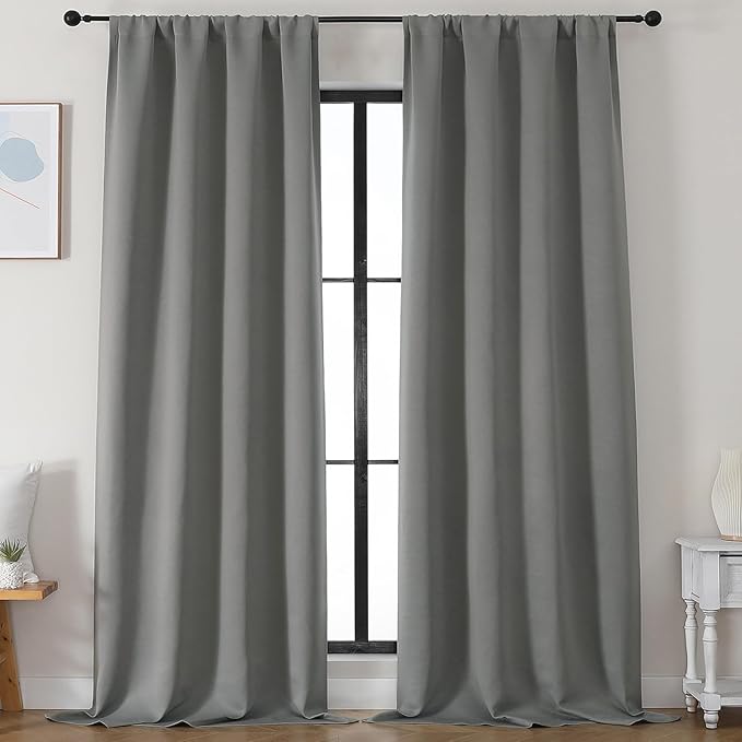 Simplebrand Light Grey Blackout Curtains by Simplebrand