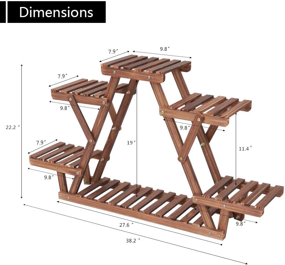 Ufine Wood Plant Stand Triangular Multi-Tier Plant Display Shelf