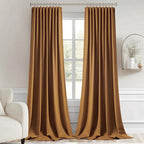 MIULEE Golden Brown Back Tab Blackout Curtain 96 Inch Long 2 Panels Set - Image 9