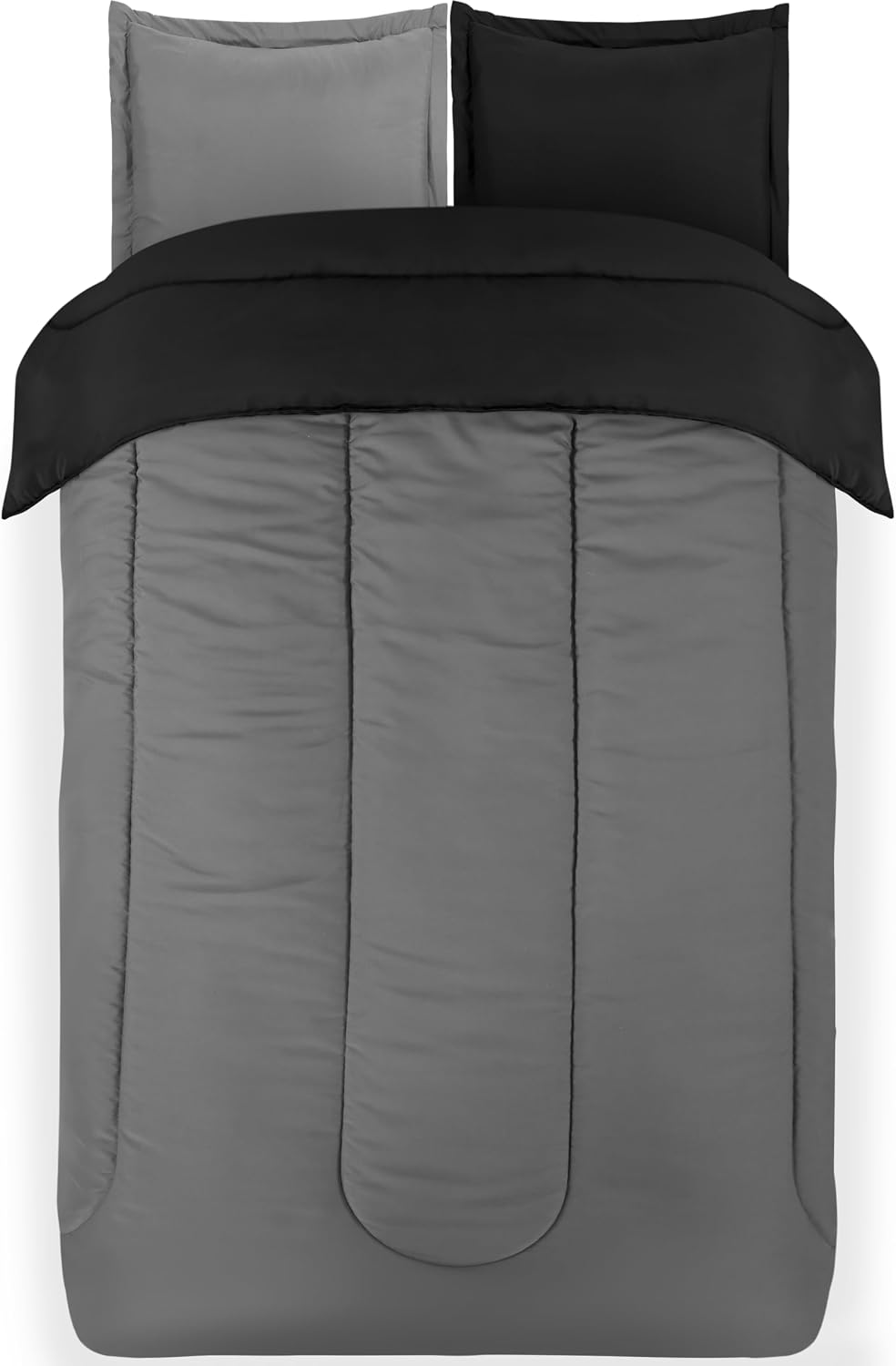 Utopia Bedding 3 Pc Kids Twin Comforter Set, Black/Grey