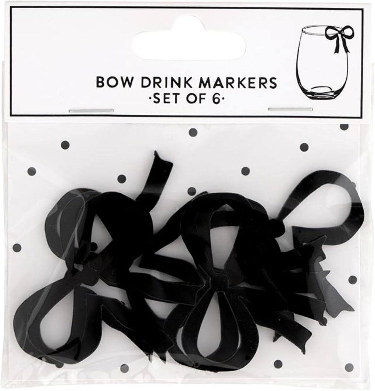 Santa Barbara Design Studio Christmas Wine Glass Cocktail Drink Markers Wine Glass Charms, Set of 6, Bow