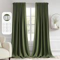 MIULEE Olive Green Back Tab Blackout Curtains 120 Inch Long 2 Panels Set by MIULEE