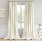 MIULEE Cream Back Tab Blackout Curtains 120 Inch Long 2 Panels Set - Image 9