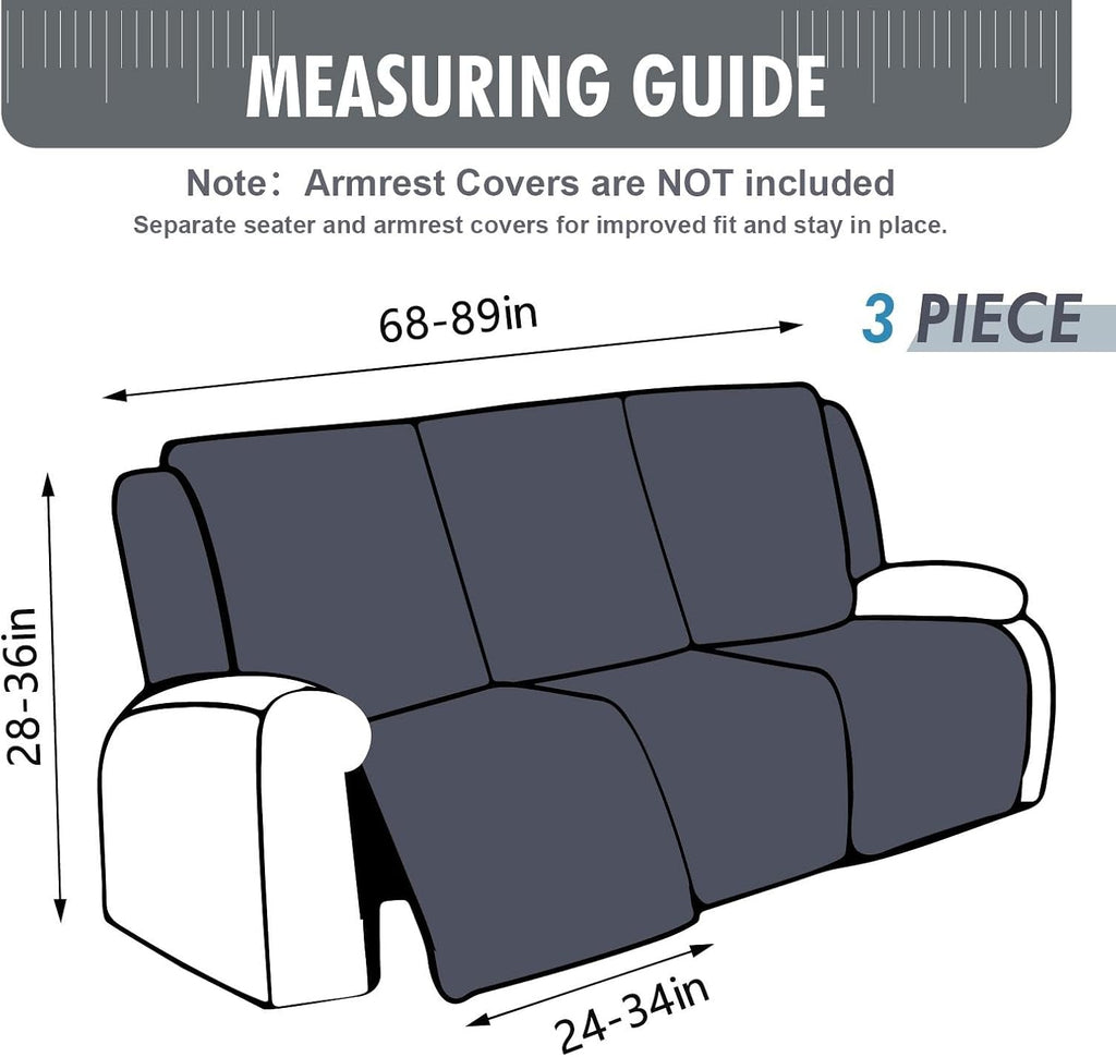Waterproof Recliner Couch Cover Stretch Slipcover for Pets, 3 Seater