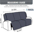Waterproof Recliner Couch Cover Stretch Slipcover for Pets, 3 Seater