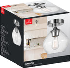Globe Electric Harrow 1-Light Semi-Flush Mount Ceiling Light, Chrome, Clear Glass Shade