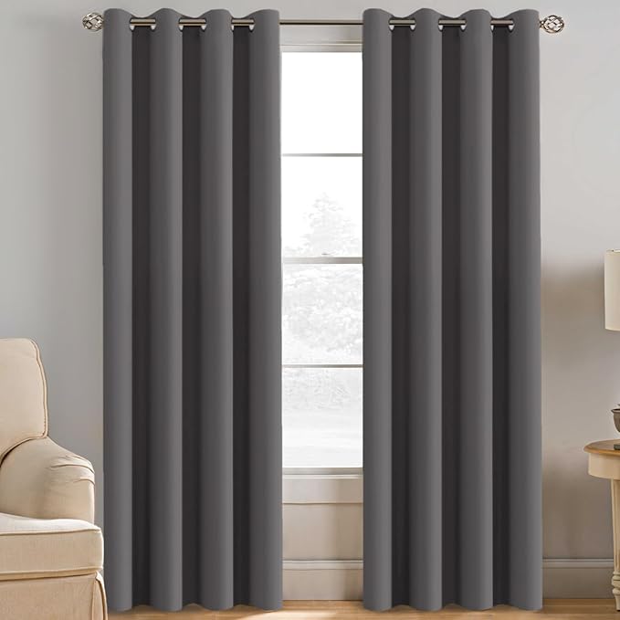 H.VERSAILTEX Microfiber Blackout Grey Curtains by HVERSAILTEX