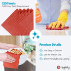 Orighty Microfiber Cleaning Cloth Bulk, 150 Pack Shop Towels 12x12 in, Red