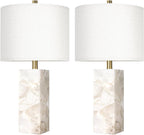 Scenekoy 23" Alabaster Table Lamp Set of 2 with Night Light for Living Room