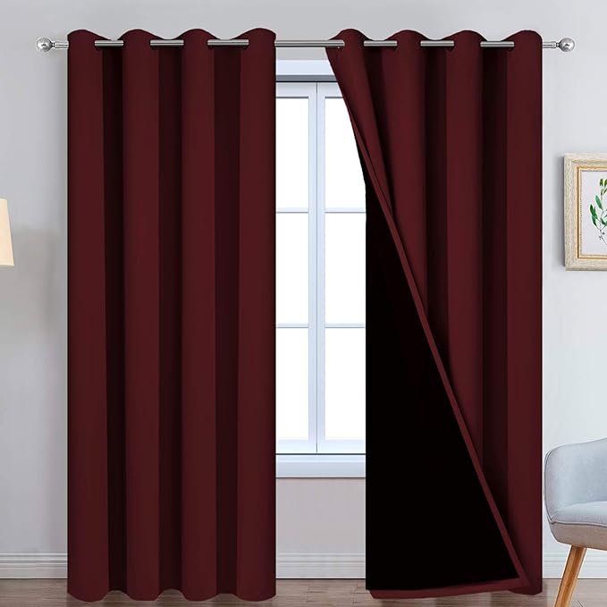 Yakamok 100% Blackout Curtains for Living Room, Noise Reducing Drapes, Thermal by Yakamok