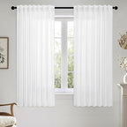 MIULEE White Linen Curtains 64 Inch Length 2 Panels by MIULEE