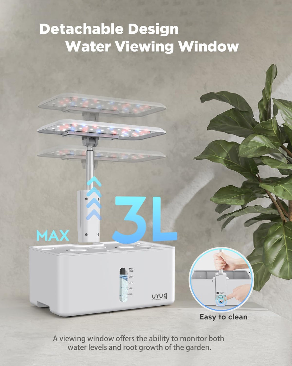 8 Pods Hydroponics Growing System with LED Grow Light - White