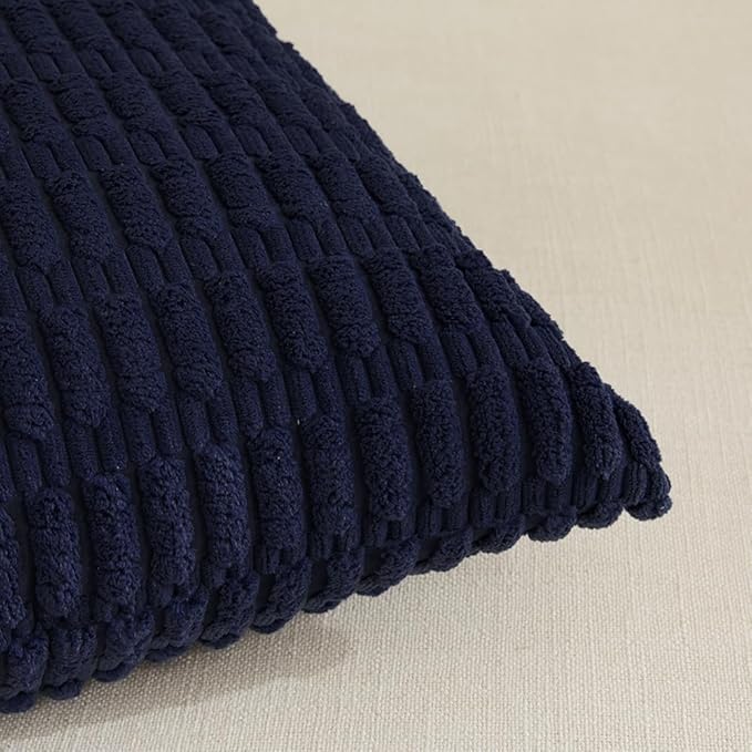 Fancy Homi 4 Packs Navy Blue Decorative Throw Pillow Covers 20x20 Inch - Image 4