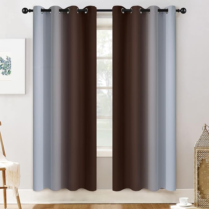 Yakamok Room Darkening Thickening Polyester Gradient Color Ombre Curtains - Image 2