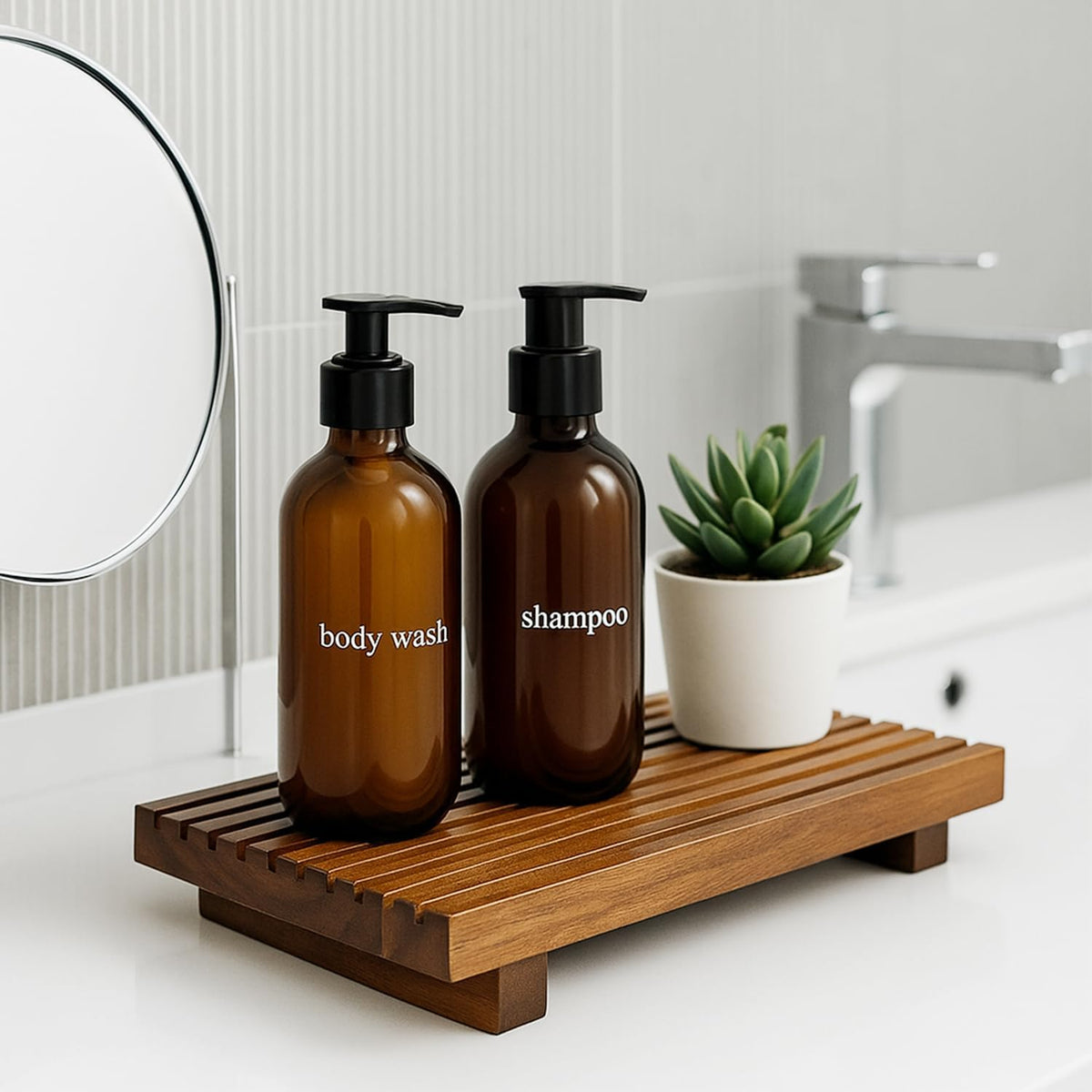 Acacia Wood Risers for Bathroom Tray Kitchen Counter Decor Sink Soap Dish