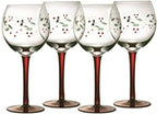 Pfaltzgraff Winterberry 4-Piece Hand-Painted Glass Water Goblets 14 oz