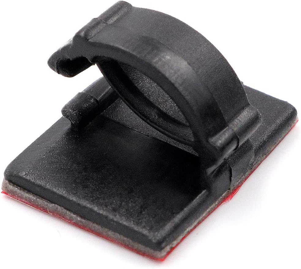 Mini Cable Clips 3M Adhesive, Multipurpose Cord and Wire Organizer for Cable Management 3/4" x 1/2" - 100 Pack Bundled with 10 Bonus Reusable Cable Ties (Black)