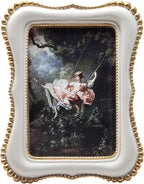 2.5x3.5 Small Vintage Picture Frame, Tiny Antique Green Ornate Photo Frame, for Tabletop and Wall Display, Decorative Retro Home Decor, Old Fashioned Photo Gallery Art