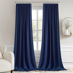 MIULEE Navy Blue Back Tab Blackout Curtains 108 Inch Long 2 Panels Set - Image 9