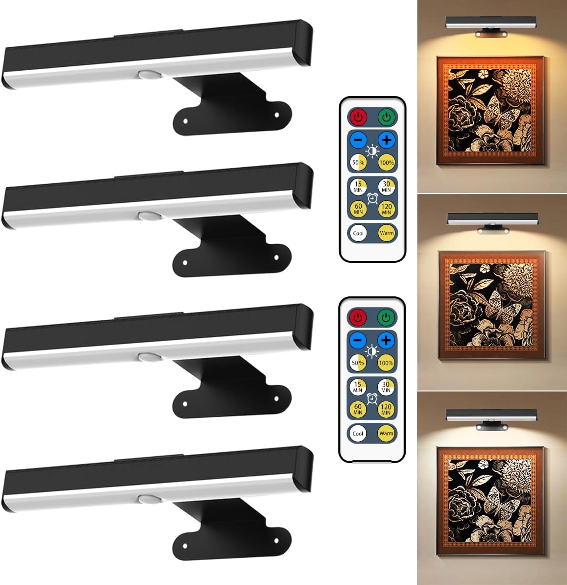 EUIOKUN Wireless Picture Light with Remote,Battery Operated Wall Sconces