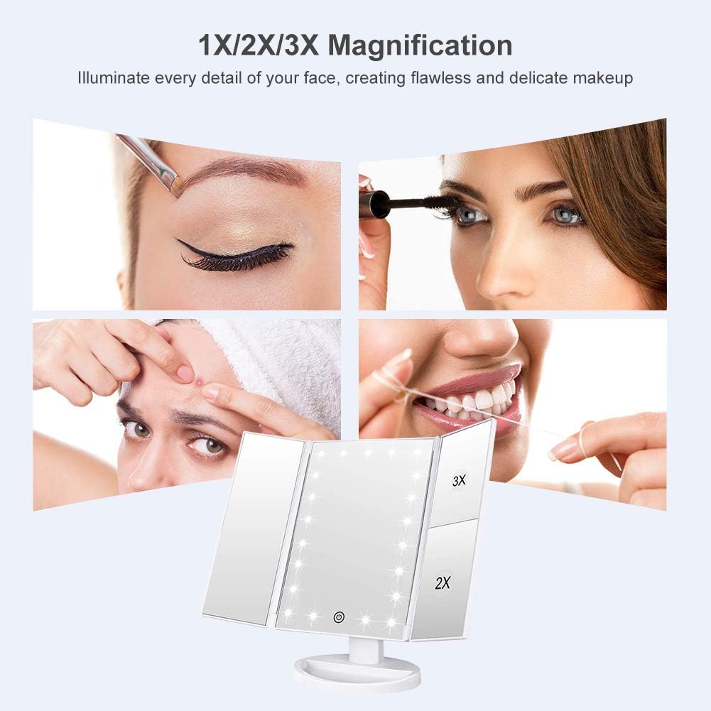 WEILY Makeup Mirror with 21 LED Lights,Two Power Supply Modes