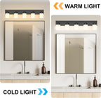 IZORRO Bathroom Vanity Light Fixture, 5-Light 36 Inch Matte Black Bathroom Light Fixtures Over Mirror, with White Glass Shade, Modern Farmhouse Vanity Lights, Rustic Restroom Lighting Fixtures