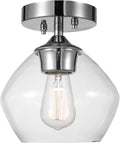 Globe Electric Harrow 1-Light Semi-Flush Mount Ceiling Light, Chrome, Clear Glass Shade