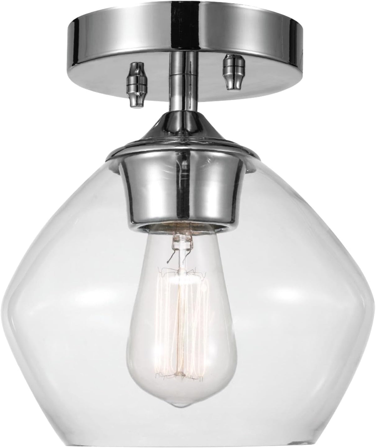 Globe Electric Harrow 1-Light Semi-Flush Mount Ceiling Light, Chrome, Clear Glass Shade