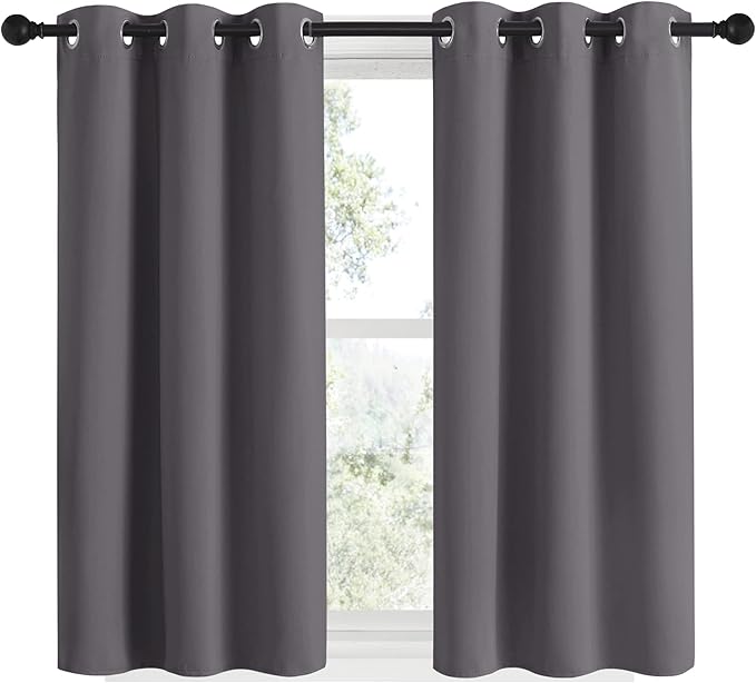 NICETOWN Grey Blackout Curtain Panels 48 inch Long Set of 2 - Image 2