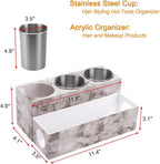Hot Hair Styling Tool Organizer with 3 Stainless Steel Cups, Marble
