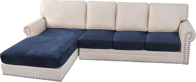 H.VERSAILTEX Velvet Stretch Sectional Couch Covers 4 Pieces Sofa Seat Cushion by HVERSAILTEX