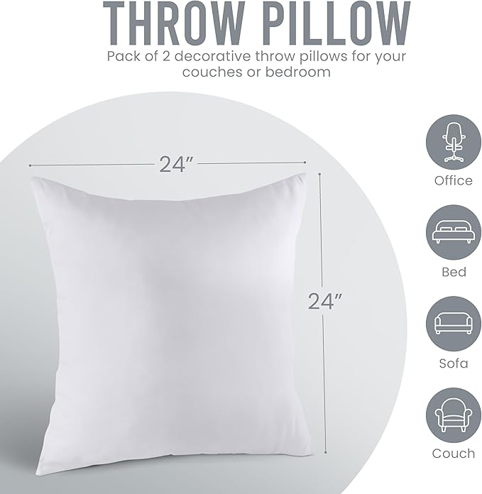 Utopia Bedding 24x24 Pillow Inserts, Sofa & Couch – Soft, Supportive & Fluffy - Image 4