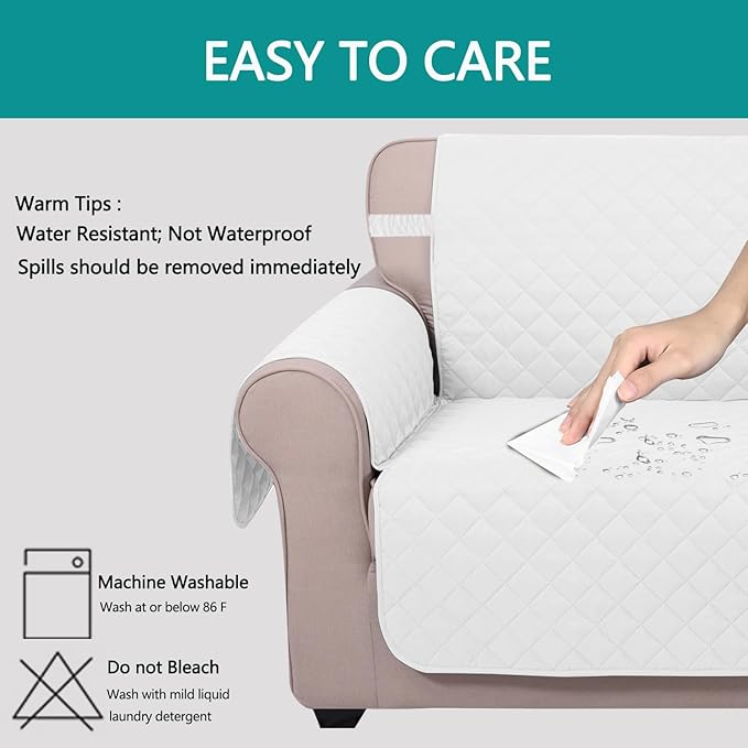 U-NICE HOME Recliner Chair Covers Reversible Quilted Water Repellent Pet - Image 4
