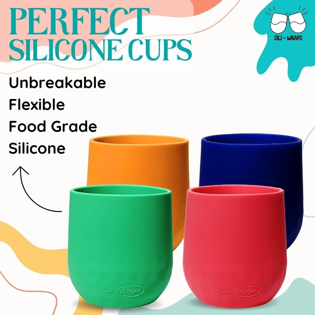 Unbreakable Silicone Wine Glasses | Reusable Drinkware for Parties, Camping, Beaches, and Boats | 100% Silicone | Set of 4 | BPA-Free, Dishwasher Safe | Juicy Fruit Collection